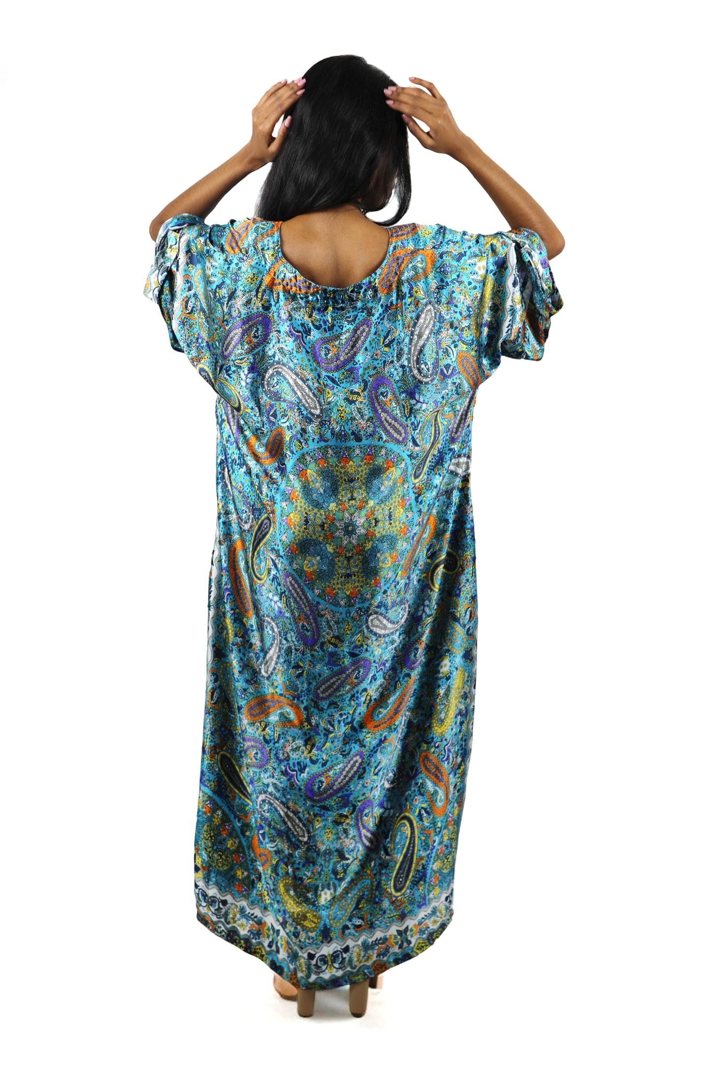 Blue Paisley Abaya