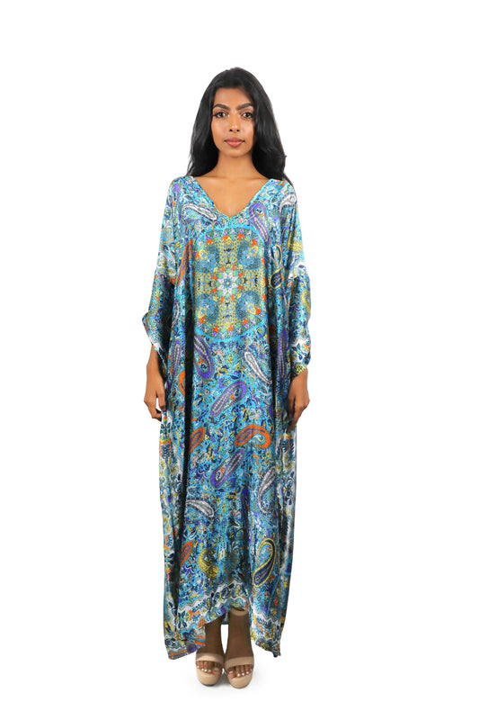 Blue Paisley Abaya