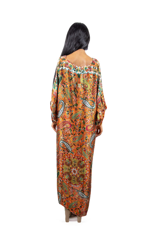 Orange Paisley Abaya