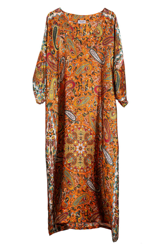 Orange Paisley Abaya