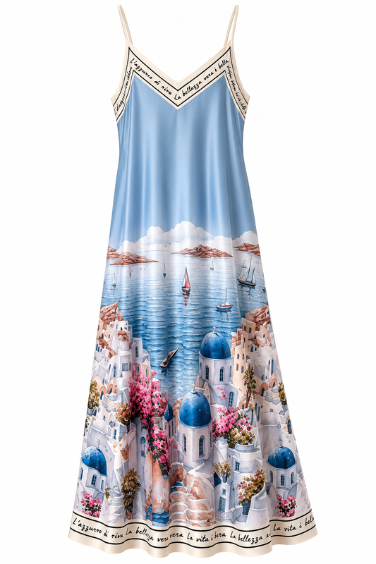 Santorini Blue Slip Dress
